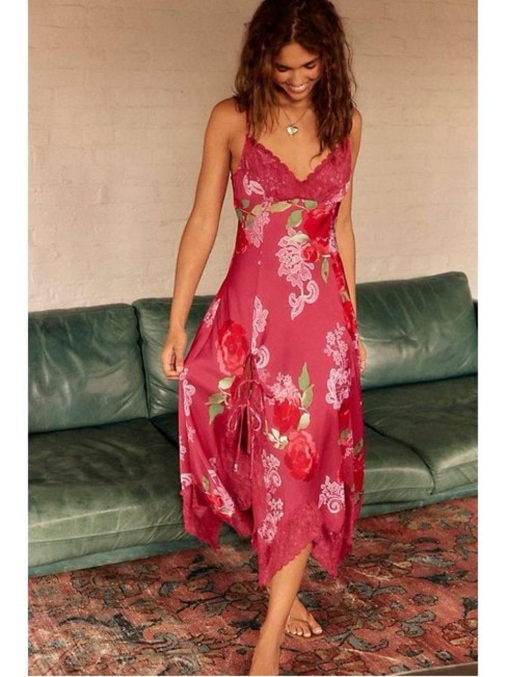 NWT Free People Can We Talk Floral Midi Slip Dress